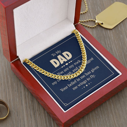 To my dad - you are my rock Dad Cuban Chain Necklace, Father Necklace Father's Day Gift, Christian Gift For Dad, Father Son Necklace - Serbachi