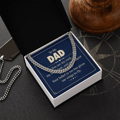 To my dad - you are my rock Dad Cuban Chain Necklace, Father Necklace Father's Day Gift, Christian Gift For Dad, Father Son Necklace - Serbachi