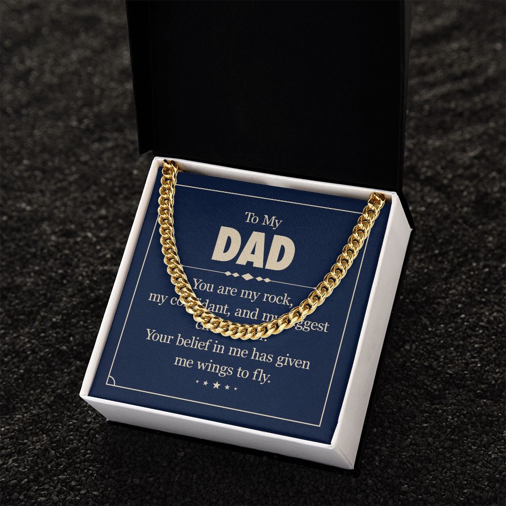 To my dad - you are my rock Dad Cuban Chain Necklace, Father Necklace Father's Day Gift, Christian Gift For Dad, Father Son Necklace - Serbachi