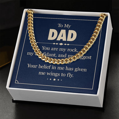 To my dad - you are my rock Dad Cuban Chain Necklace, Father Necklace Father's Day Gift, Christian Gift For Dad, Father Son Necklace - Serbachi