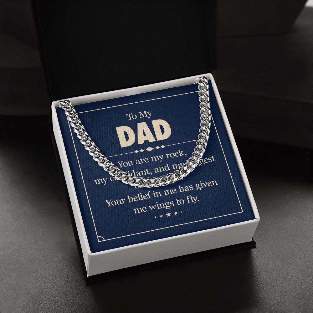 To my dad - you are my rock Dad Cuban Chain Necklace, Father Necklace Father's Day Gift, Christian Gift For Dad, Father Son Necklace - Serbachi