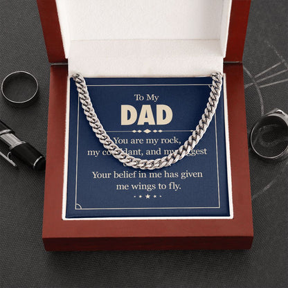 To my dad - you are my rock Dad Cuban Chain Necklace, Father Necklace Father's Day Gift, Christian Gift For Dad, Father Son Necklace - Serbachi