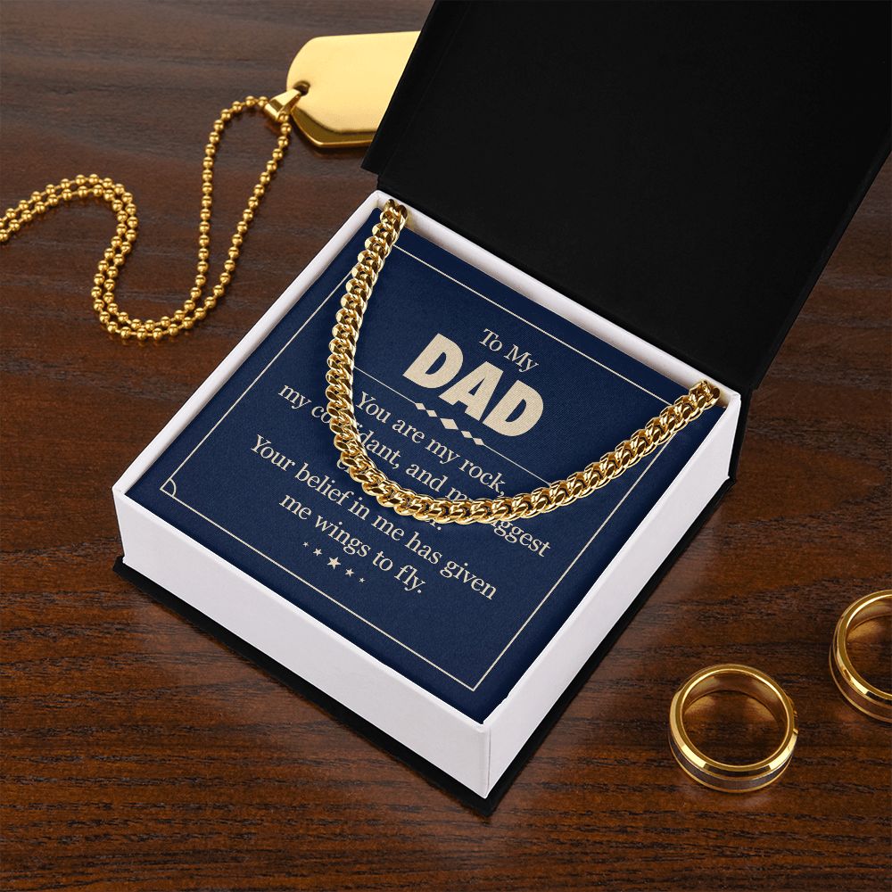 To my dad - you are my rock Dad Cuban Chain Necklace, Father Necklace Father's Day Gift, Christian Gift For Dad, Father Son Necklace - Serbachi