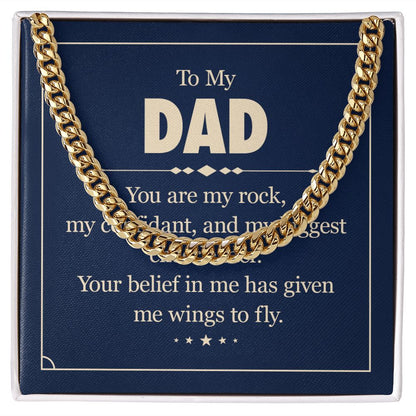 To my dad - you are my rock Dad Cuban Chain Necklace, Father Necklace Father's Day Gift, Christian Gift For Dad, Father Son Necklace - Serbachi