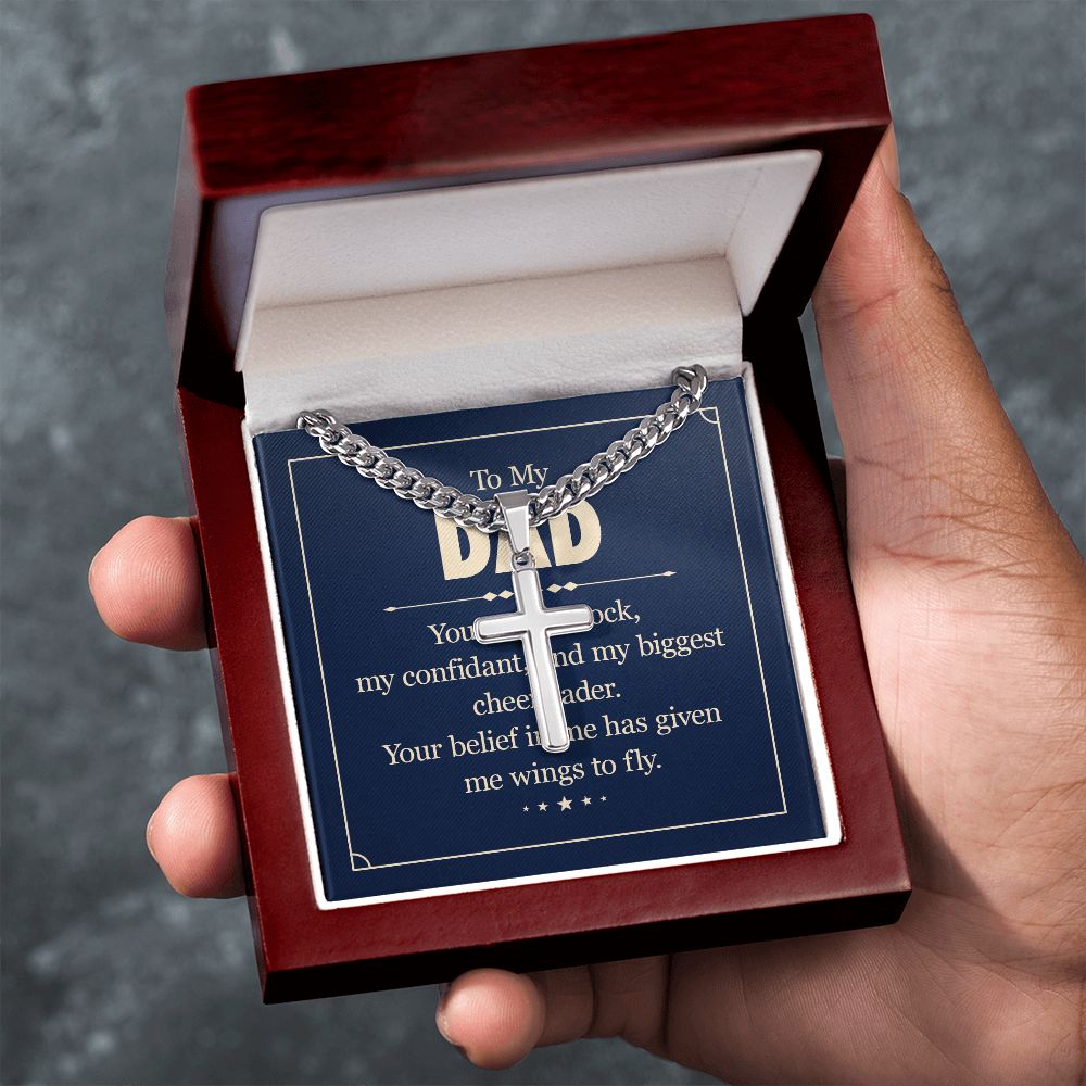 To my dad - you are my rock Personalized Dad Cross Necklace, Father Necklace Father's Day Gift, Christian Gift For Dad, Father Son Necklace - Serbachi