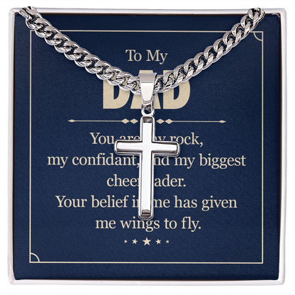 To my dad - you are my rock Personalized Dad Cross Necklace, Father Necklace Father's Day Gift, Christian Gift For Dad, Father Son Necklace - Serbachi