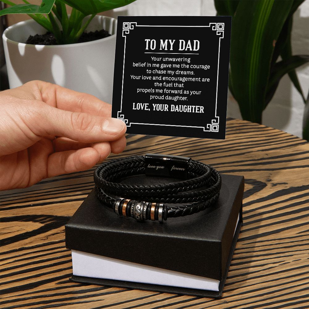 to my dad - your unwavering belief in me gave me the Dad Bracelet, Father Bracelet Father's Day Gift, Christian Gift For Dad, Father Son Leather Bracelet - Serbachi