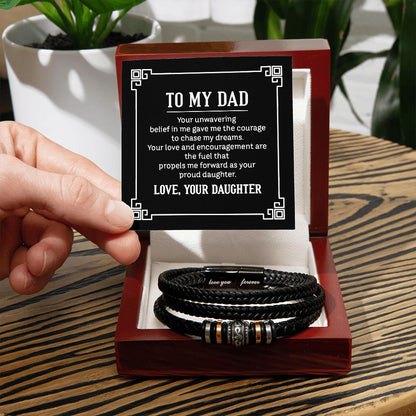 to my dad - your unwavering belief in me gave me the Dad Bracelet, Father Bracelet Father's Day Gift, Christian Gift For Dad, Father Son Leather Bracelet - Serbachi