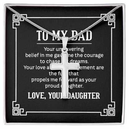 to my dad - your unwavering belief in me gave me the Dad Cross Necklace, Father Cross Necklace Father's Day Gift, Christian Gift For Dad, Father Son Cross Necklace - Serbachi