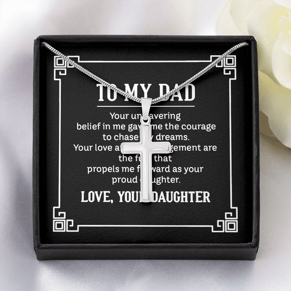 to my dad - your unwavering belief in me gave me the Dad Cross Necklace, Father Cross Necklace Father's Day Gift, Christian Gift For Dad, Father Son Cross Necklace - Serbachi