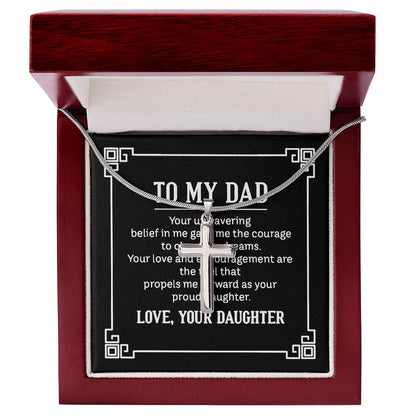 to my dad - your unwavering belief in me gave me the Dad Cross Necklace, Father Cross Necklace Father's Day Gift, Christian Gift For Dad, Father Son Cross Necklace - Serbachi