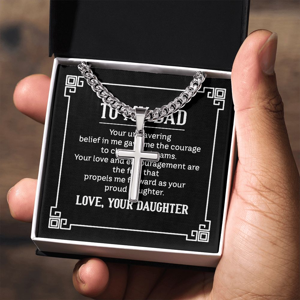 to my dad - your unwavering belief in me gave me the Dad Cross Necklace, Father Necklace Father's Day Gift, Christian Gift For Dad, Father Son Cross Necklace - Serbachi