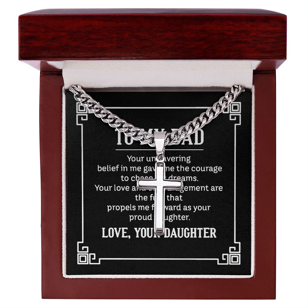 to my dad - your unwavering belief in me gave me the Dad Cross Necklace, Father Necklace Father's Day Gift, Christian Gift For Dad, Father Son Cross Necklace - Serbachi