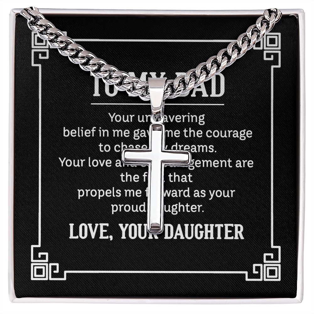 to my dad - your unwavering belief in me gave me the Dad Cross Necklace, Father Necklace Father's Day Gift, Christian Gift For Dad, Father Son Cross Necklace - Serbachi