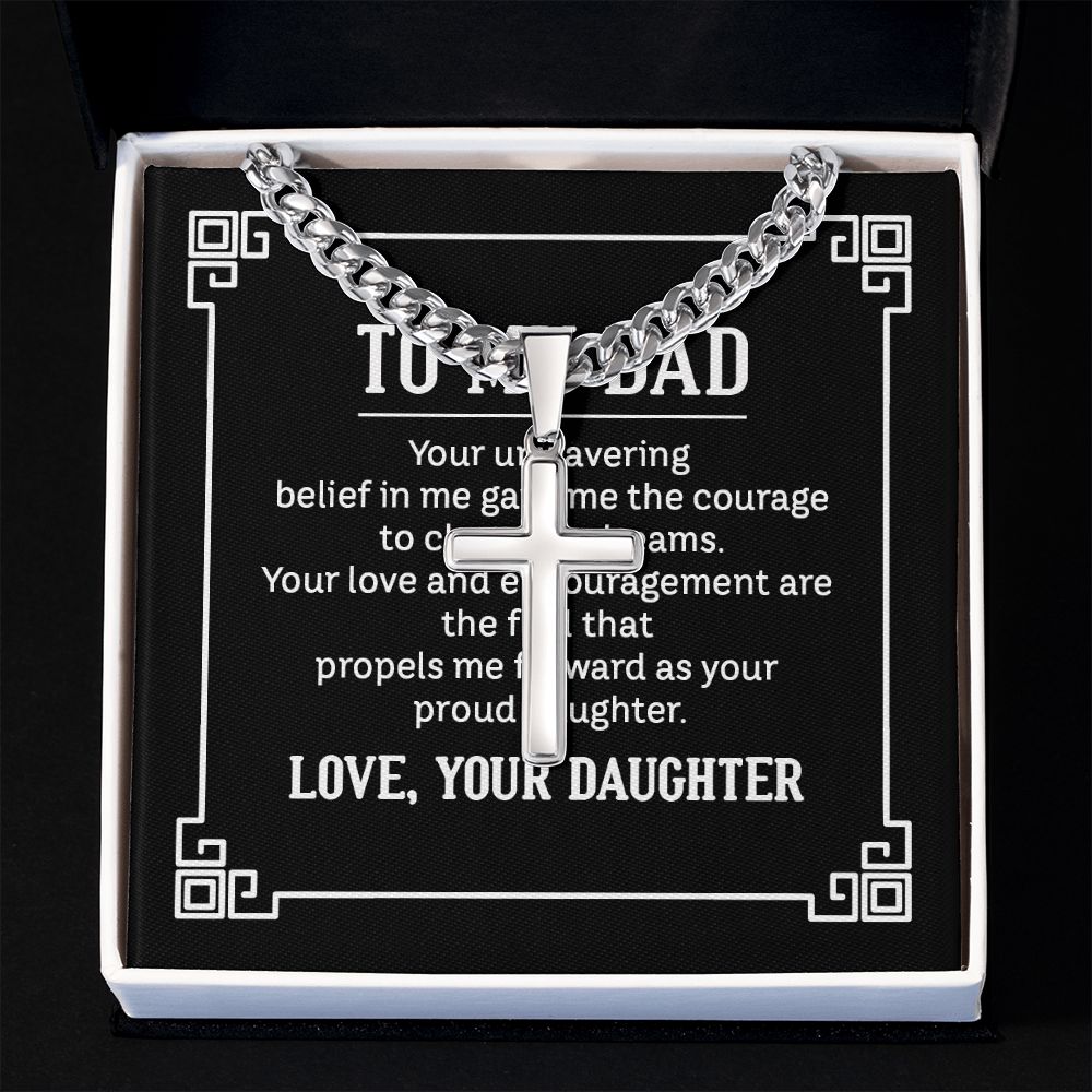 to my dad - your unwavering belief in me gave me the Dad Cross Necklace, Father Necklace Father's Day Gift, Christian Gift For Dad, Father Son Cross Necklace - Serbachi