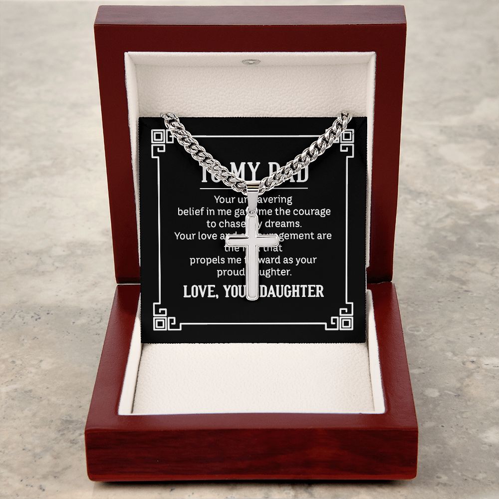 to my dad - your unwavering belief in me gave me the Dad Cross Necklace, Father Necklace Father's Day Gift, Christian Gift For Dad, Father Son Cross Necklace - Serbachi