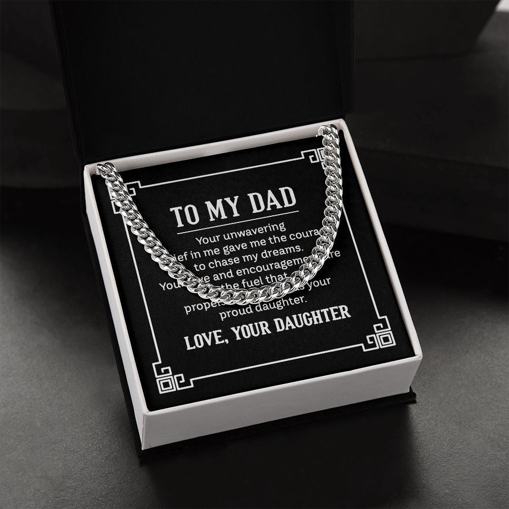 to my dad - your unwavering belief in me gave me the Dad Cuban Chain Necklace, Father Necklace Father's Day Gift, Christian Gift For Dad, Father Son Necklace - Serbachi