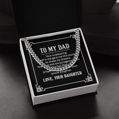 to my dad - your unwavering belief in me gave me the Dad Cuban Chain Necklace, Father Necklace Father's Day Gift, Christian Gift For Dad, Father Son Necklace - Serbachi