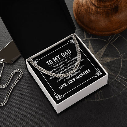 to my dad - your unwavering belief in me gave me the Dad Cuban Chain Necklace, Father Necklace Father's Day Gift, Christian Gift For Dad, Father Son Necklace - Serbachi