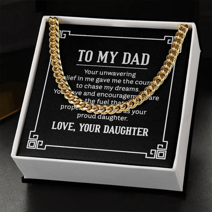 to my dad - your unwavering belief in me gave me the Dad Cuban Chain Necklace, Father Necklace Father's Day Gift, Christian Gift For Dad, Father Son Necklace - Serbachi