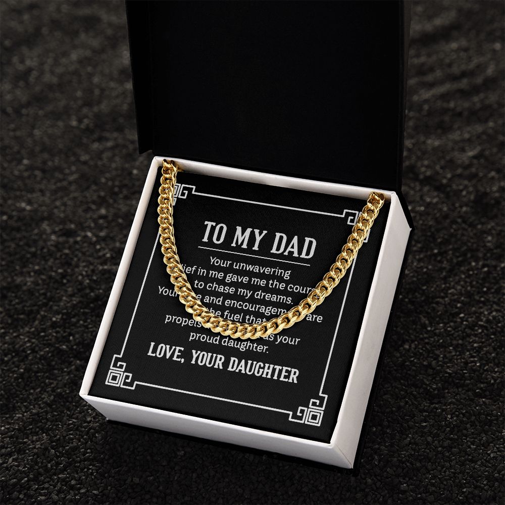 to my dad - your unwavering belief in me gave me the Dad Cuban Chain Necklace, Father Necklace Father's Day Gift, Christian Gift For Dad, Father Son Necklace - Serbachi