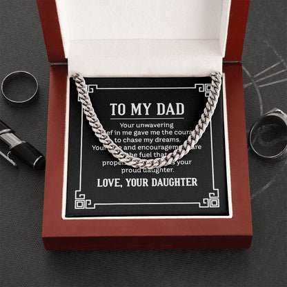 to my dad - your unwavering belief in me gave me the Dad Cuban Chain Necklace, Father Necklace Father's Day Gift, Christian Gift For Dad, Father Son Necklace - Serbachi