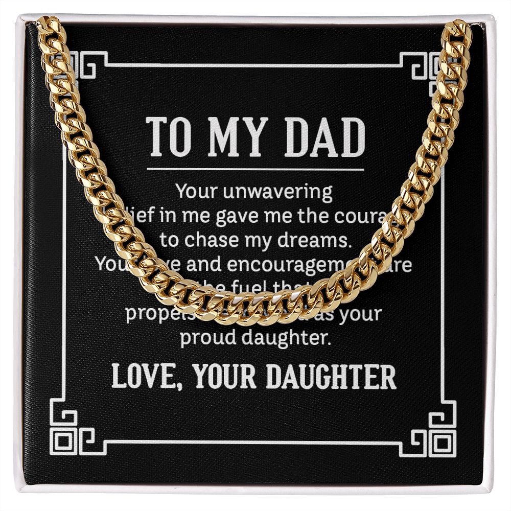 to my dad - your unwavering belief in me gave me the Dad Cuban Chain Necklace, Father Necklace Father's Day Gift, Christian Gift For Dad, Father Son Necklace - Serbachi