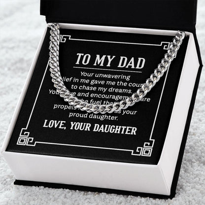 to my dad - your unwavering belief in me gave me the Dad Cuban Chain Necklace, Father Necklace Father's Day Gift, Christian Gift For Dad, Father Son Necklace - Serbachi