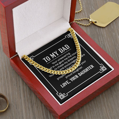 to my dad - your unwavering belief in me gave me the Dad Cuban Chain Necklace, Father Necklace Father's Day Gift, Christian Gift For Dad, Father Son Necklace - Serbachi