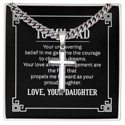 to my dad - your unwavering belief in me gave me the Personalized Dad Cross Necklace, Father Necklace Father's Day Gift, Christian Gift For Dad, Father Son Necklace - Serbachi