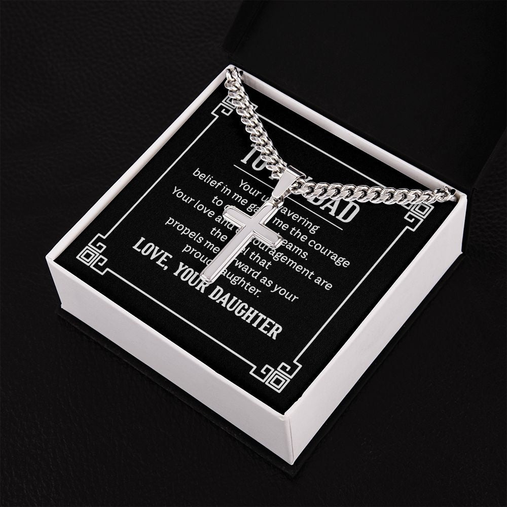 to my dad - your unwavering belief in me gave me the Personalized Dad Cross Necklace, Father Necklace Father's Day Gift, Christian Gift For Dad, Father Son Necklace - Serbachi