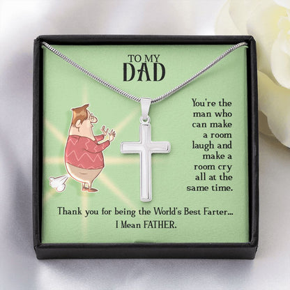 To My Dad - You're the man who Dad Cross Necklace, Father Cross Necklace Father's Day Gift, Christian Gift For Dad, Father Son Cross Necklace - Serbachi