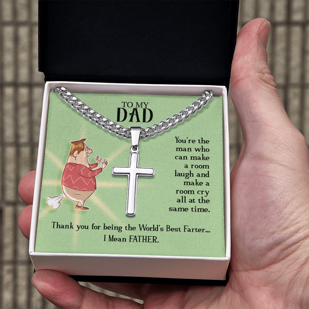 To My Dad - You're the man who Dad Cross Necklace, Father Necklace Father's Day Gift, Christian Gift For Dad, Father Son Cross Necklace - Serbachi