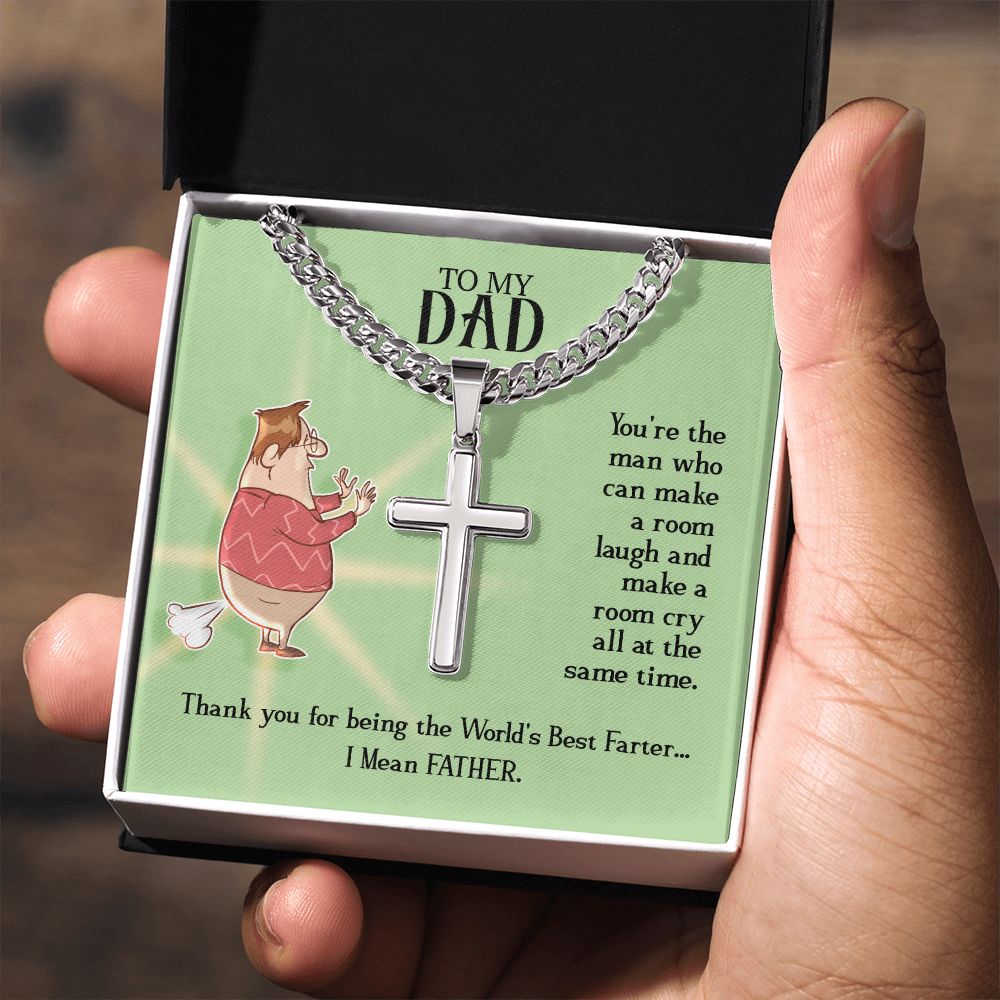 To My Dad - You're the man who Dad Cross Necklace, Father Necklace Father's Day Gift, Christian Gift For Dad, Father Son Cross Necklace - Serbachi