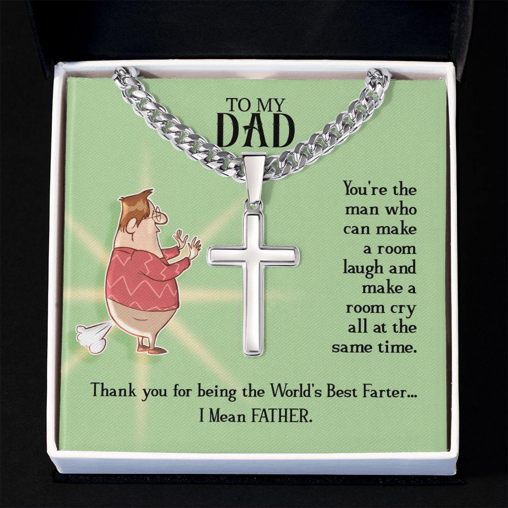 To My Dad - You're the man who Dad Cross Necklace, Father Necklace Father's Day Gift, Christian Gift For Dad, Father Son Cross Necklace - Serbachi