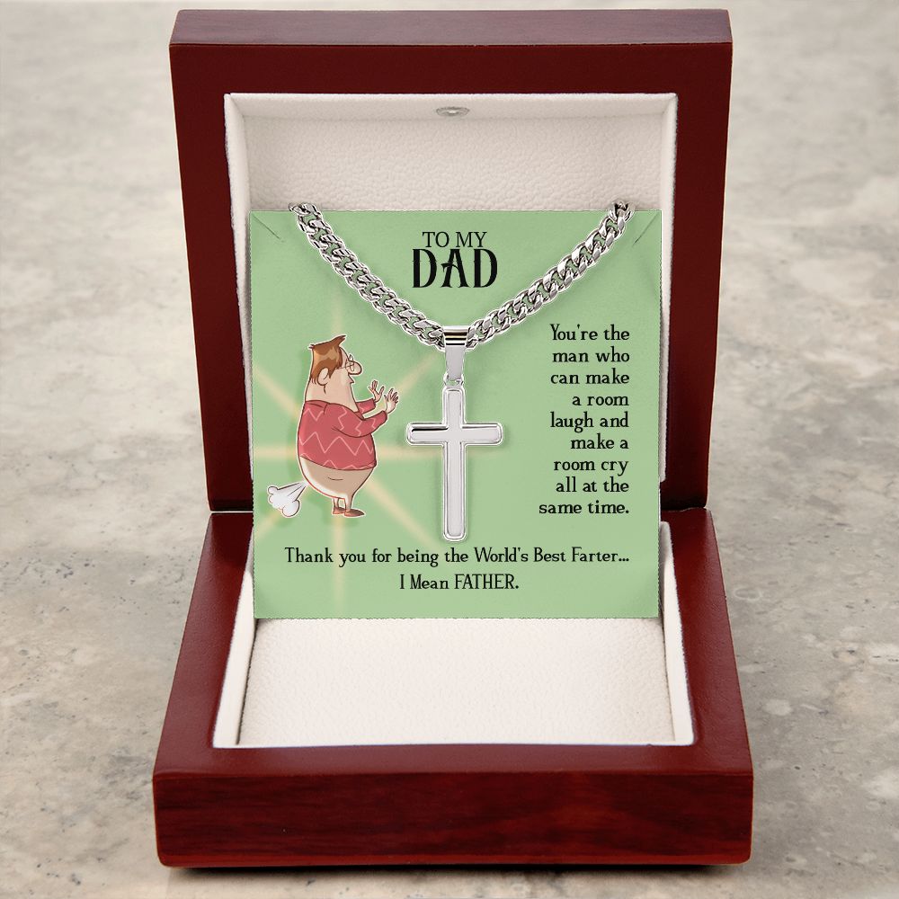 To My Dad - You're the man who Dad Cross Necklace, Father Necklace Father's Day Gift, Christian Gift For Dad, Father Son Cross Necklace - Serbachi