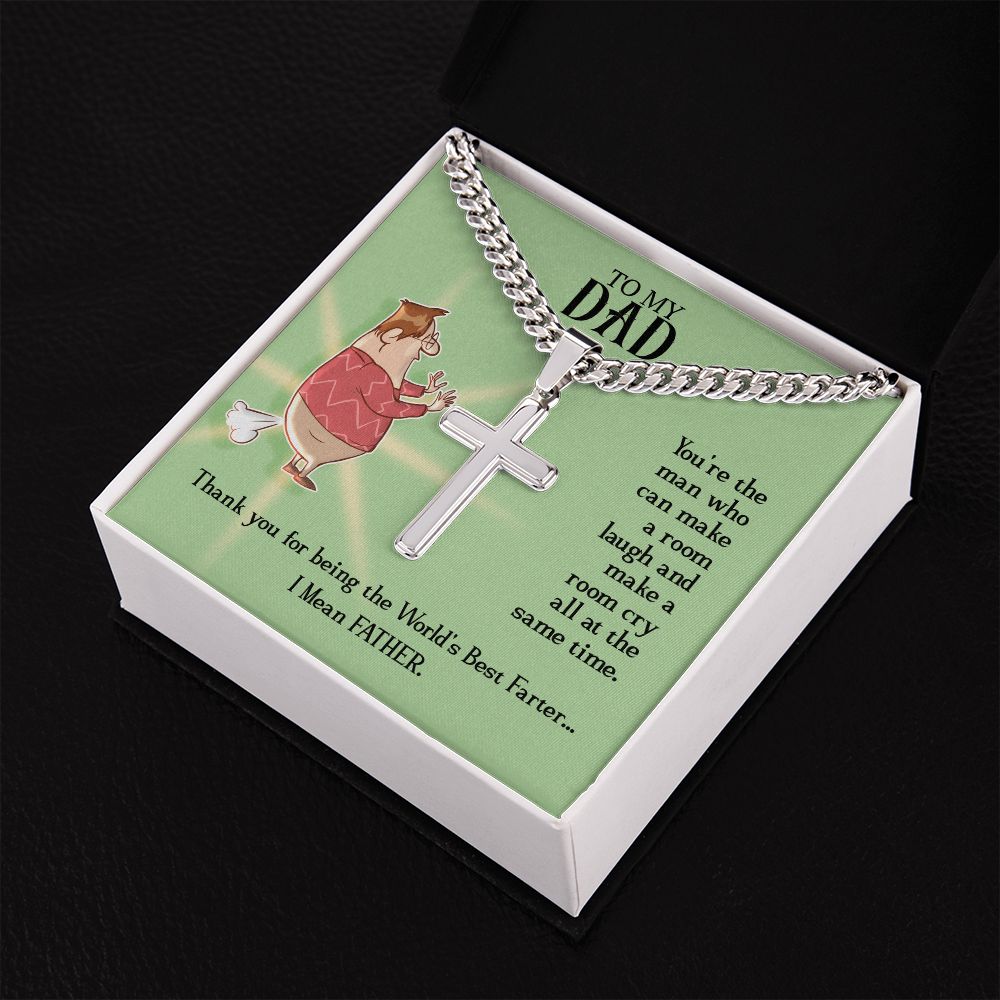 To My Dad - You're the man who Dad Cross Necklace, Father Necklace Father's Day Gift, Christian Gift For Dad, Father Son Cross Necklace - Serbachi