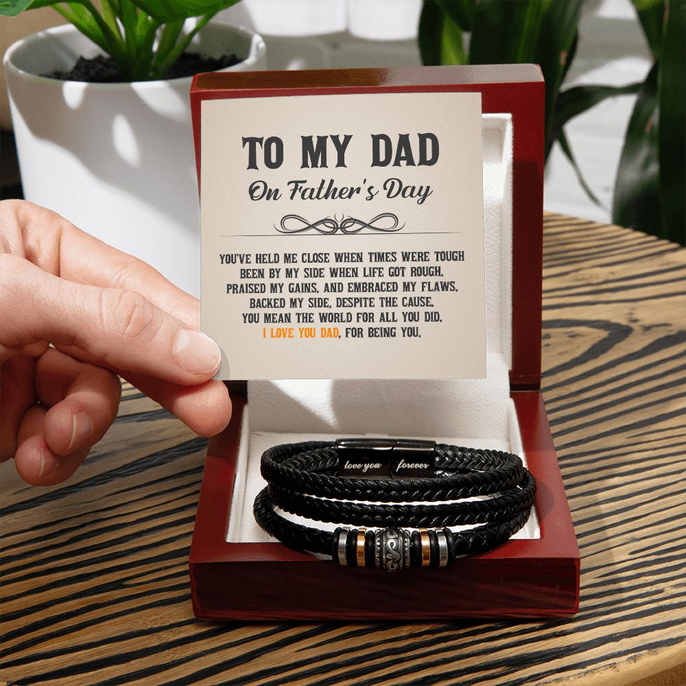 To My Dad - You've held me close when times were tough Dad Bracelet, Father Bracelet Father's Day Gift, Christian Gift For Dad, Father Son Leather Bracelet - Serbachi