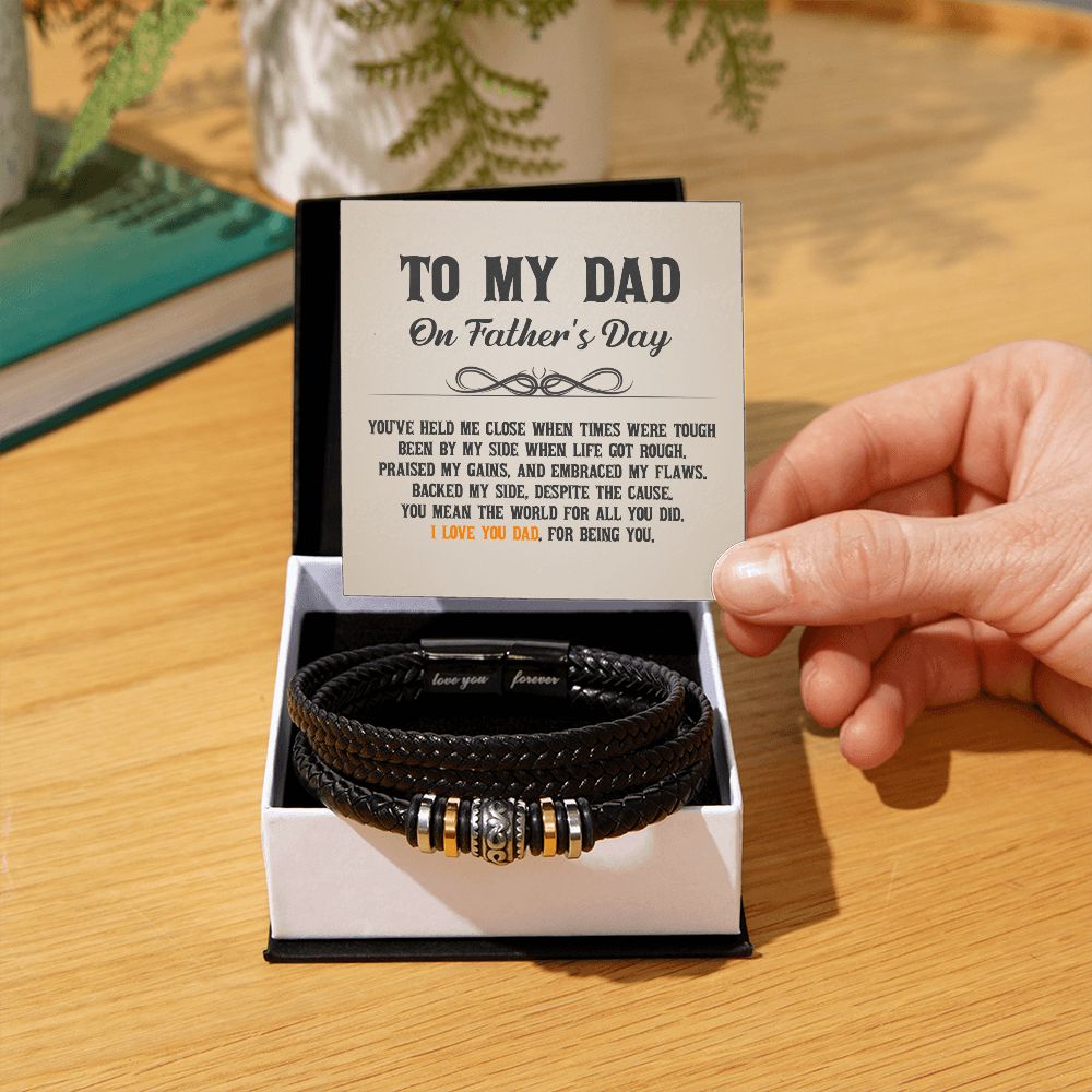 To My Dad - You've held me close when times were tough Dad Bracelet, Father Bracelet Father's Day Gift, Christian Gift For Dad, Father Son Leather Bracelet - Serbachi