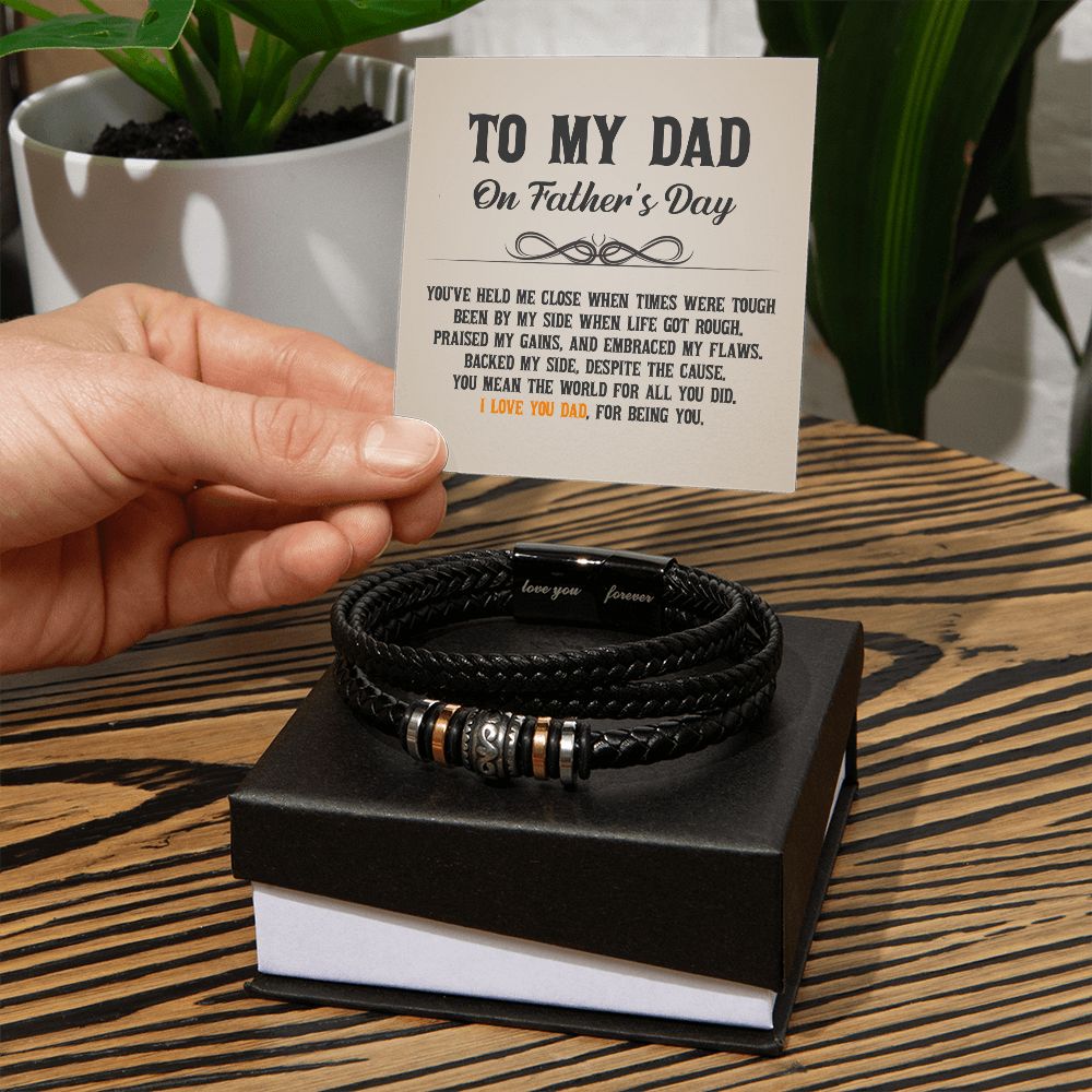 To My Dad - You've held me close when times were tough Dad Bracelet, Father Bracelet Father's Day Gift, Christian Gift For Dad, Father Son Leather Bracelet - Serbachi