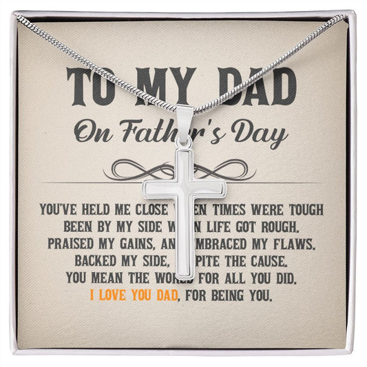 To My Dad - You've held me close when times were tough Dad Cross Necklace, Father Cross Necklace Father's Day Gift, Christian Gift For Dad, Father Son Cross Necklace - Serbachi