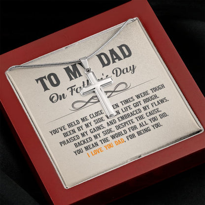 To My Dad - You've held me close when times were tough Dad Cross Necklace, Father Cross Necklace Father's Day Gift, Christian Gift For Dad, Father Son Cross Necklace - Serbachi