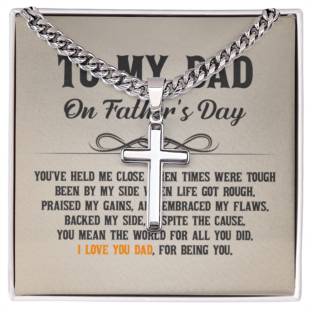 To My Dad - You've held me close when times were tough Dad Cross Necklace, Father Necklace Father's Day Gift, Christian Gift For Dad, Father Son Cross Necklace - Serbachi