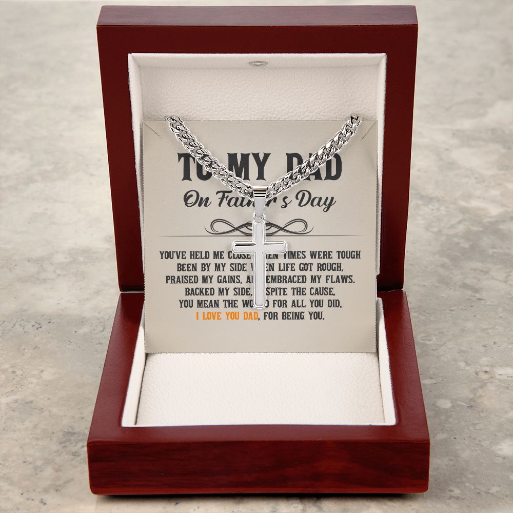 To My Dad - You've held me close when times were tough Dad Cross Necklace, Father Necklace Father's Day Gift, Christian Gift For Dad, Father Son Cross Necklace - Serbachi