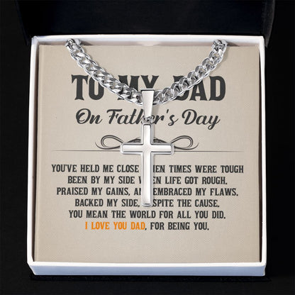 To My Dad - You've held me close when times were tough Dad Cross Necklace, Father Necklace Father's Day Gift, Christian Gift For Dad, Father Son Cross Necklace - Serbachi