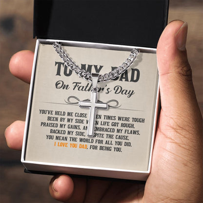 To My Dad - You've held me close when times were tough Dad Cross Necklace, Father Necklace Father's Day Gift, Christian Gift For Dad, Father Son Cross Necklace - Serbachi