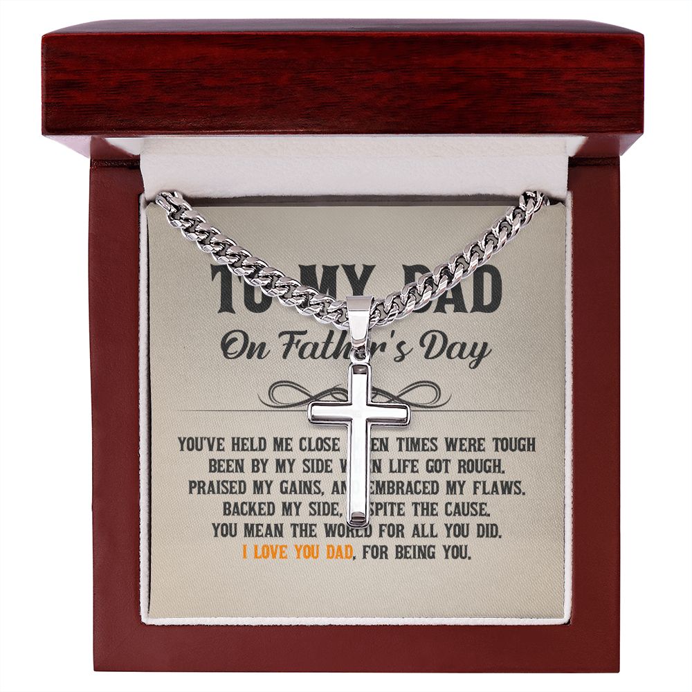 To My Dad - You've held me close when times were tough Dad Cross Necklace, Father Necklace Father's Day Gift, Christian Gift For Dad, Father Son Cross Necklace - Serbachi