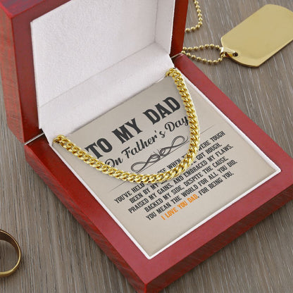 To My Dad - You've held me close when times were tough Dad Cuban Chain Necklace, Father Necklace Father's Day Gift, Christian Gift For Dad, Father Son Necklace - Serbachi