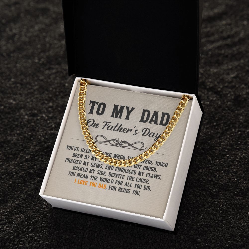 To My Dad - You've held me close when times were tough Dad Cuban Chain Necklace, Father Necklace Father's Day Gift, Christian Gift For Dad, Father Son Necklace - Serbachi