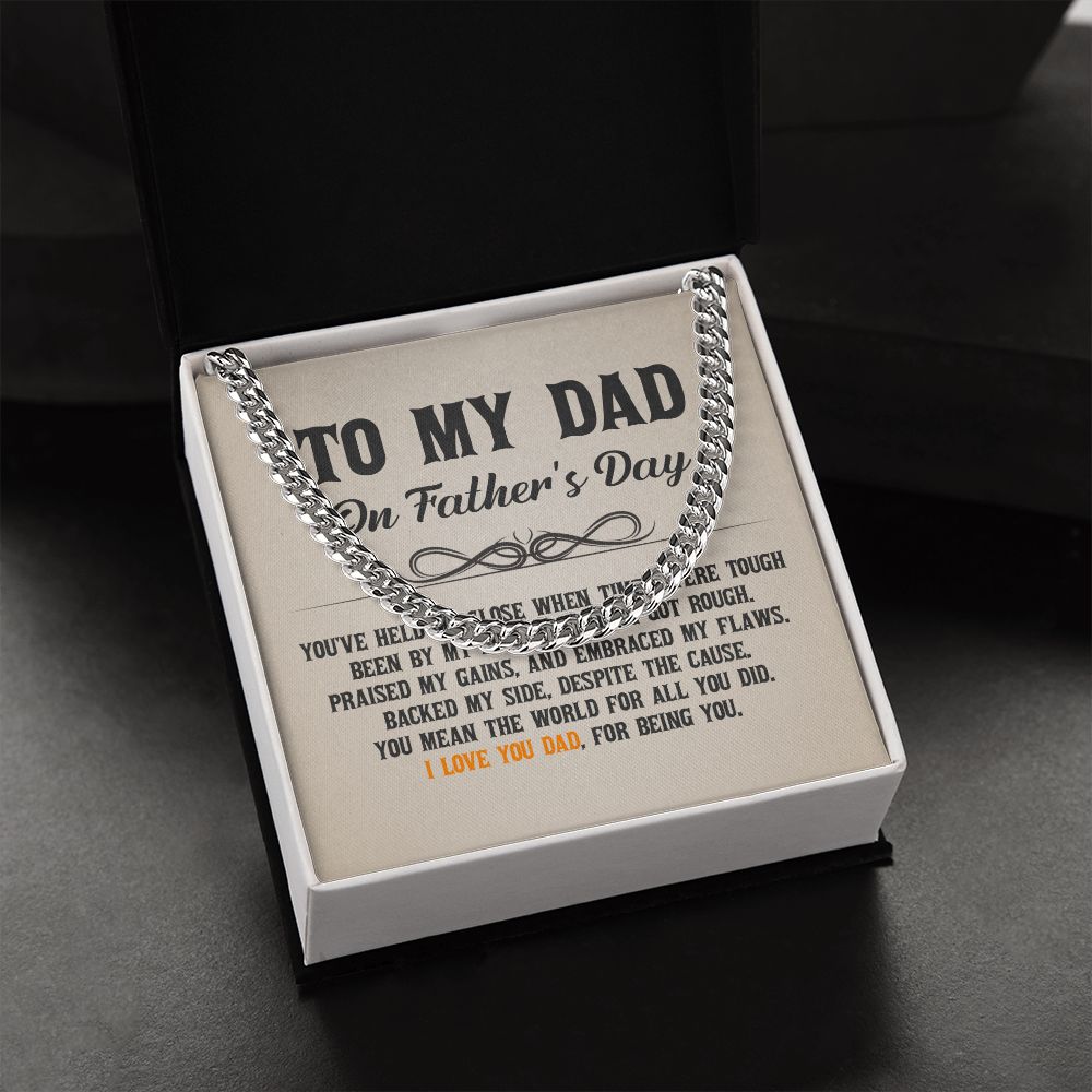 To My Dad - You've held me close when times were tough Dad Cuban Chain Necklace, Father Necklace Father's Day Gift, Christian Gift For Dad, Father Son Necklace - Serbachi